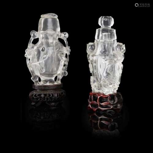 TWO ROCK CRYSTAL VASES AND COVERS QING DYNASTY, 19TH CENTURY