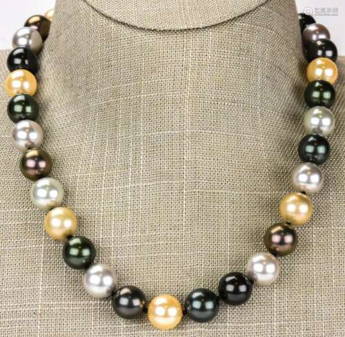 Mother of Pearl Shell & Rhinestone Clasp Necklace