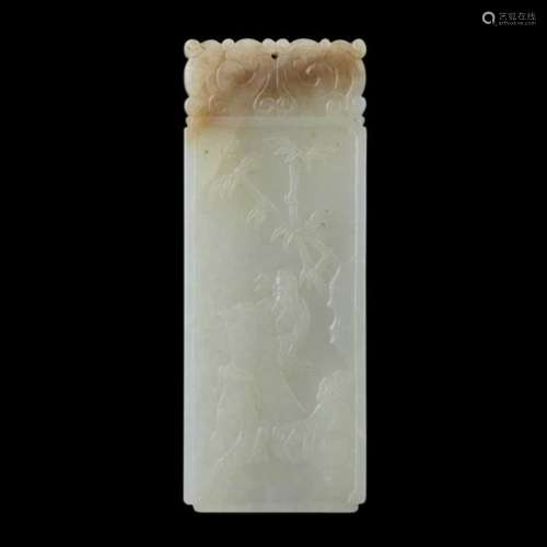 WHITE JADE PLAQUE QING DYNASTY OR LATER