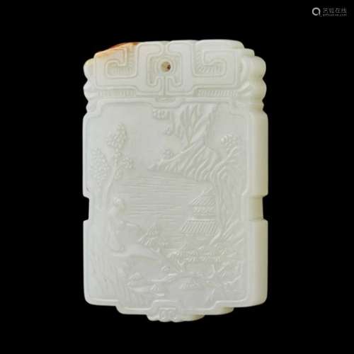 WHITE JADE PLAQUE QING DYNASTY OR LATER