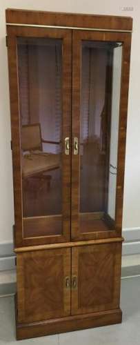 Sheraton Burled Wood Glass Front Curio Cabinet