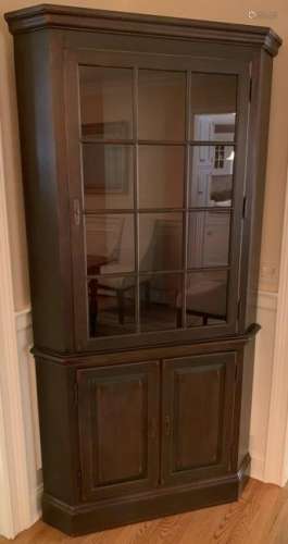 Sheraton Style Glass Front Corner Curio Cabinet