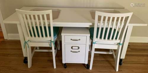 Contemporary White Lacquer Desk Suite