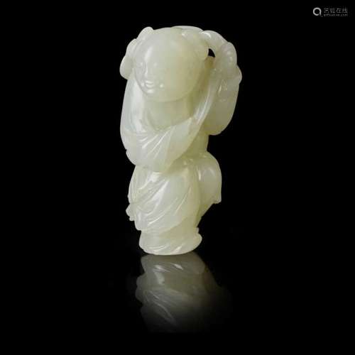 PALE CELADON JADE CARVING OF A BOY QING DYNASTY, 18TH CENTURY