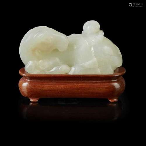 CELADON JADE 'HORSE AND MONKEY' GROUP QING DYNASTY, 18TH CENTURY