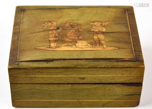 Antique Italian Inlaid Cherub Scene Jewelry Box