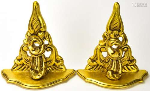 Pair Italian Florentine Style Gilt Wall Brackets