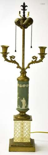 Wedgewood Style Jasperware Double Arm Lamp