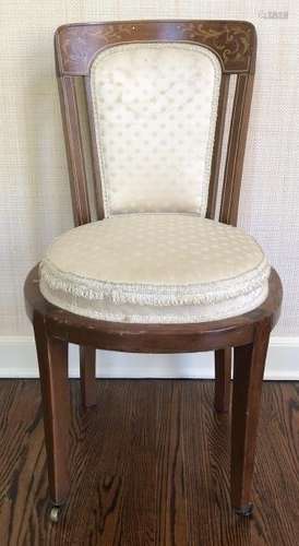 Edwardian Marquetry Inlay Upholstered Side Chair