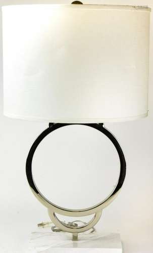 Arc Chrome and Marble Contemporary Table Lamp