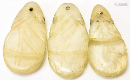 Antique Hand Carved Chinese Rose Quartz Pendants