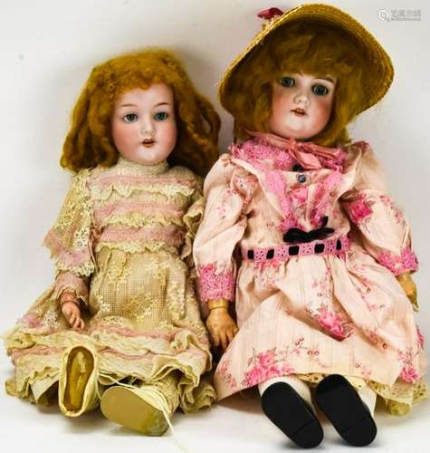 Two Antique Floradora / AM Bisque Head Dolls