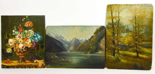 Trio of Antique Oil Paintings on Board