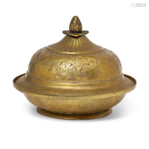 OTTOMAN GILT-COPPER (TOMBAK) COVERED BOWL (SAHAN) TURKEY, 18TH CENTURY