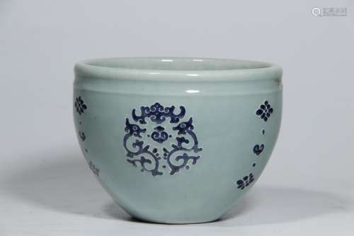 Qing Dynasity,  Celadone Blue and White Jar