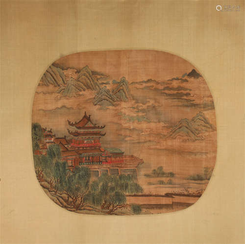 Chou Ying, Lanscape and Pavilion Painting