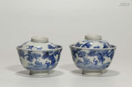 Qing Dynasity, A Pair of Blue and White Bowls