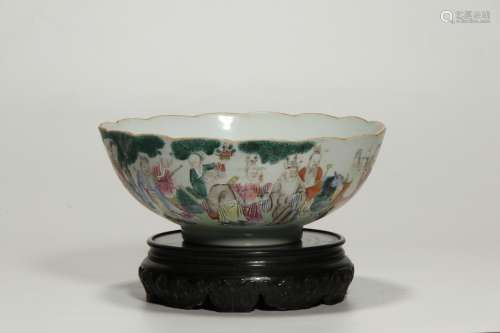 Qing Dynasity, Famille Rose Eight Immortals Bowl