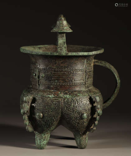 Shang Dynasity, Bronze Vessel with Four Feet
