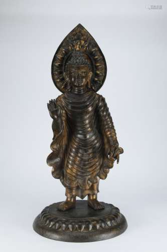 Bronze with Part of Gilt Ornament Sakyamuni