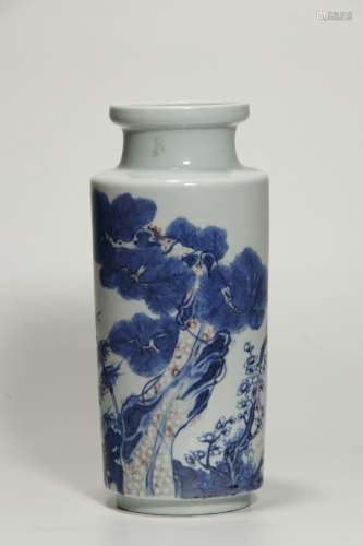 Qing Dynasity, Blue and White Iron-red Vase
