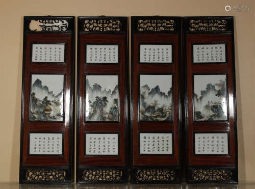 Min Guo,  Four Pieces of Porcelain Screens