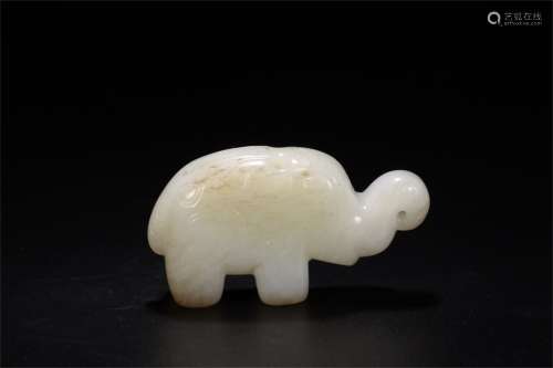 A Chinese Carved Jade Elephant Pendant