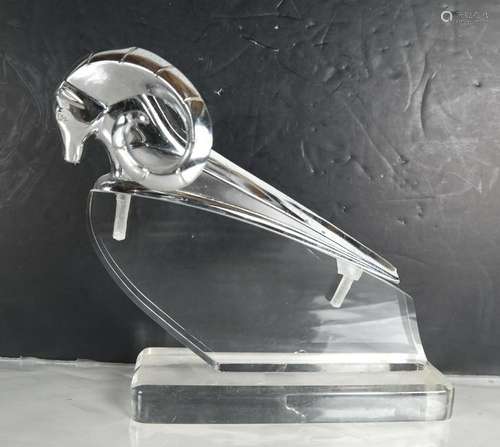 Modern Ram Sculpture Steel on Lucite Base