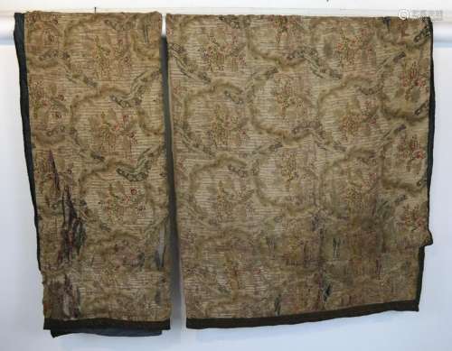 Two Louis XV-Style Silk Metallic Woven Wall Panels