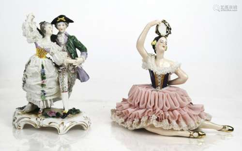 Two Porcelain Figures - Dresden & Capo di Monte