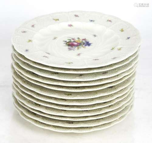 12 Black Knight Floral Decorated Salad Plates