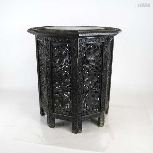 Asian-Style Octagonal Low Table on Folding Base