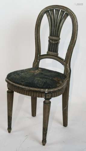 Antique Painted Tapestry Seat Side Chair