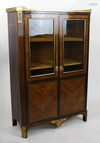 19th C. French Inlaid Bibliotec Cabinet