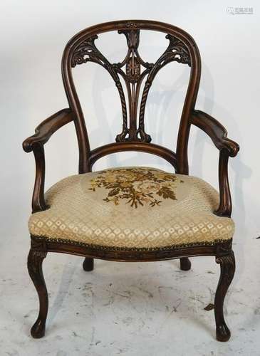 English Victorian Walnut Pull-Up Chair