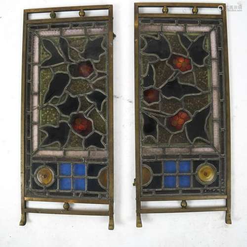 Two Art Deco Leaded Glass Panels