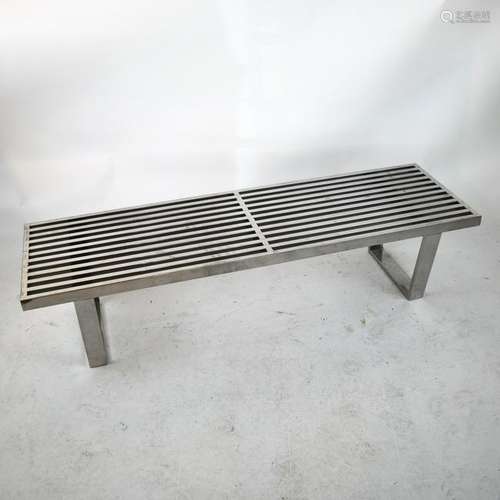 Stainless Steel Herman Miller-Style Slat Bench