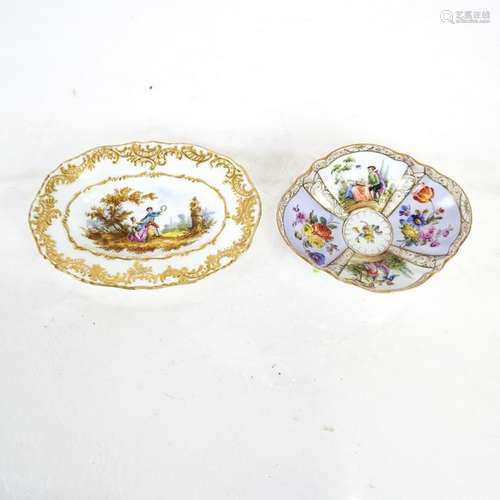 Two Meissen & Dresden Porcelain Dishes