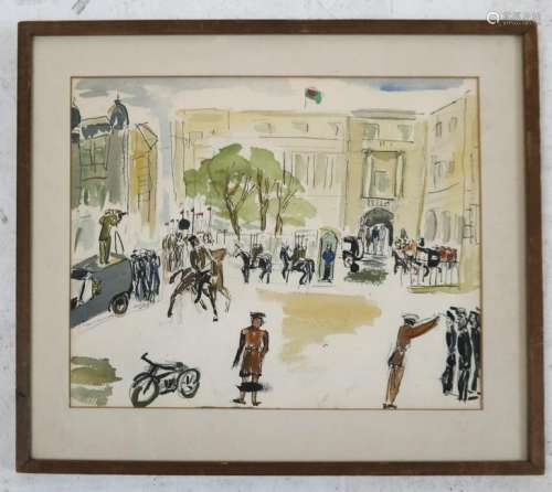 K. CARL: Street Scene, 1939 - Watercolor