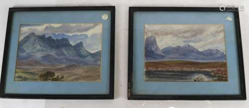 Pair of Mountainscapes - Watercolor