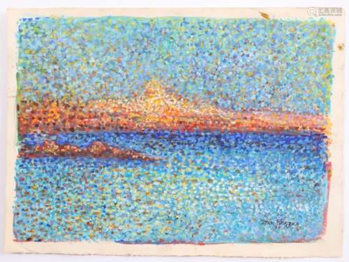 GOUACHE POINTILLISTE ORIENTALISTE 