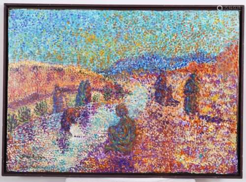 TABLEAU POINTILLISTE ORIENTALISTE 