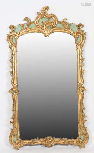 MIROIR PROVENCAL LOUIS XV En bois doré et laqué à encadrement chantourné rocaille [...]