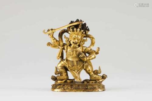 A Vajrapani figureSmall sculptureGilt bronzeChina, 19th centuryHeight: 12,5 cm- - -15.00 % buyer's