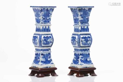 A pair of candle standsChinese porcelainSquared 