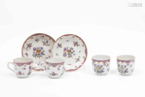 A four cups and saucers setChinese export porcelainFloral 