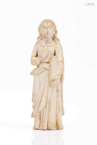 Saint John the EvangelistIvory Indo-Portuguese sculptureLate 17th, early 18th centuryHeight: 12,5