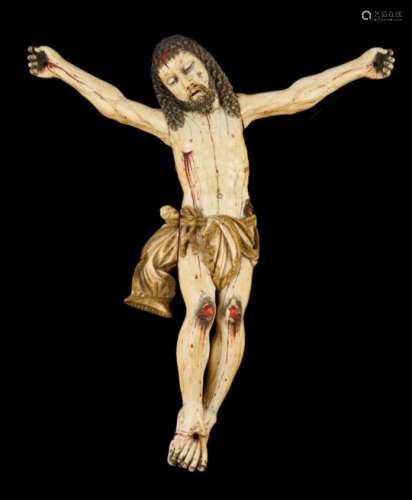 A crucified ChristIvory Indo-Portuguese sculpture18th century(minor losses and defects)40x34,5 cm- -