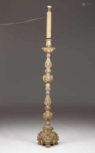 A large D.José/D.Maria candle standCarved, gilt and painted woodPortugal, 18th/19th century(defects;