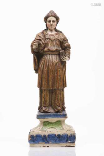 Saint HelenaPolychrome and gilt wooden sculpturePortugal, 18th century(later stand)Height: 46 cm (